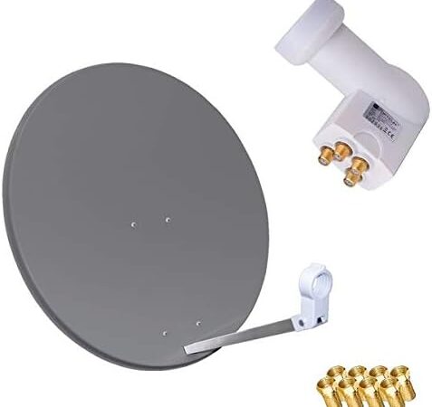 netshop 25 HD Sat Anlage 80cm Spiegel + Opticum Quad LNB für 4 Teilnehmer (3 Farben wählbar)