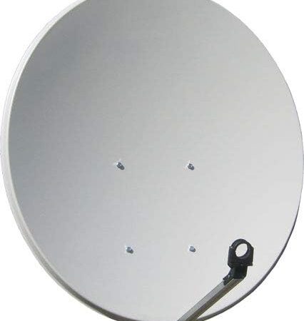 sky vision Satellitenschüssel, Satellitenspiegel 100 cm Durchmesser, Sat Antenne mit LNB Tragarm und Masthalterung, Sat-Schüssel aus Stahl, hellgrau