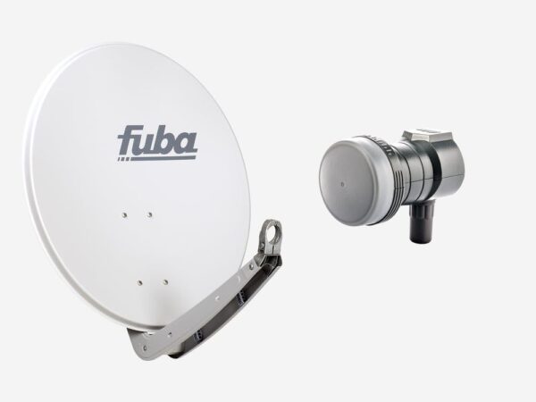 Fuba Sat Anlage 1 Teilnehmer | Satellitenschüssel Komplettset - DAA 650 G Sat-Schüssel 60x65cm Alu hellgrau + Fuba DEK 117 Single LNB 1 Teilnehmer (DVB-S2, HDTV, UHD 4K/8K, 3D) mit LTE-Störfilter