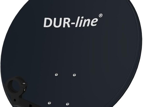 DUR-line EASYTENNE 60 - Satellitenschüssel (digital Sat Anlage, Antenne mit Masthalterung, vorbereitet für die Aufnahme eines 40 mm LNB) 60 cm Spiegel, Anthrazit