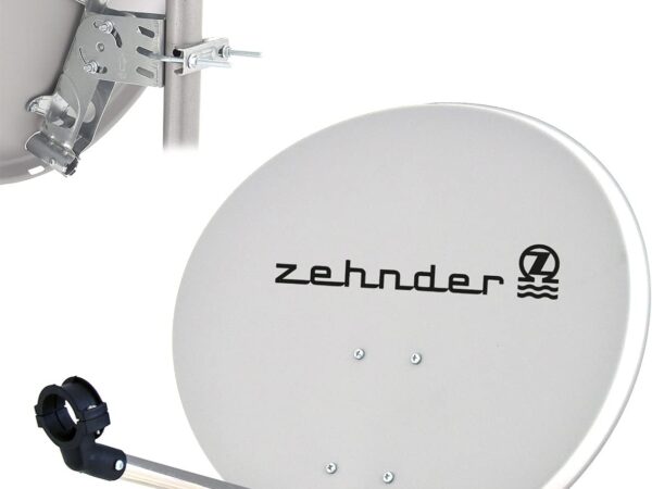 Zehnder 60cm Spiegel Satelliten Schüssel Antenne Stahl | HD Digital SAT Anlage hellgrau | DVB-S/S2 Full HDTV 3D 4K Ultra HD UHD Empfang