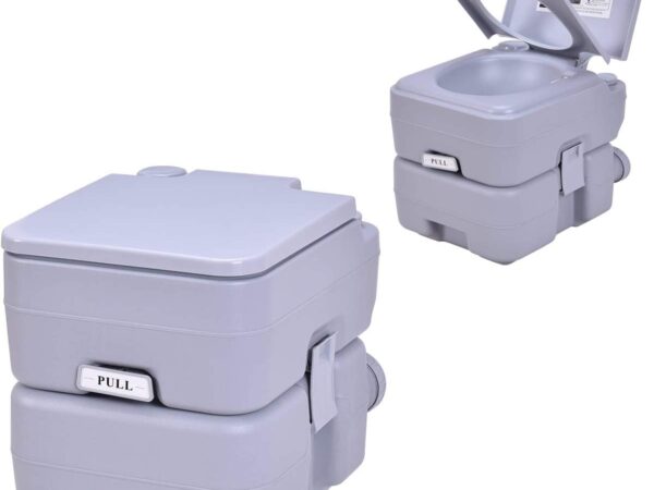 RELAX4LIFE Campingtoilette mobil, tragbare Toilette, mobiles WC Abnehmbarer Wassertank 20 L, Campingklo Bequeme Sitzhöhe 42 cm, Reisetoilette mit Pumpe, Outdoor WC für Reisen, Camping und Wohnmobil