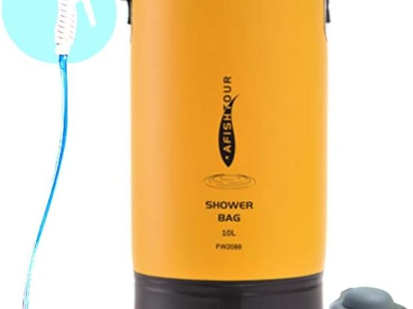 LIANYG PVC-Druck Duschbeutel mit Fußpumpe Leichte aufblasbare Duschdruck Dusche Wassertasche für draußen Campingbaden Campingdusche 492 (Color : Style C 10L Yellow)