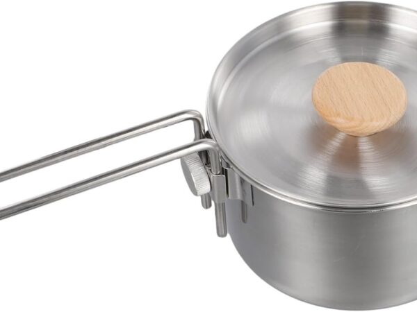 Edelstahl-Camping-Wasserkocher, effizientes Heizen und Kochen, einfach zu bedienen und zu reinigen, 1 l Fassungsvermögen