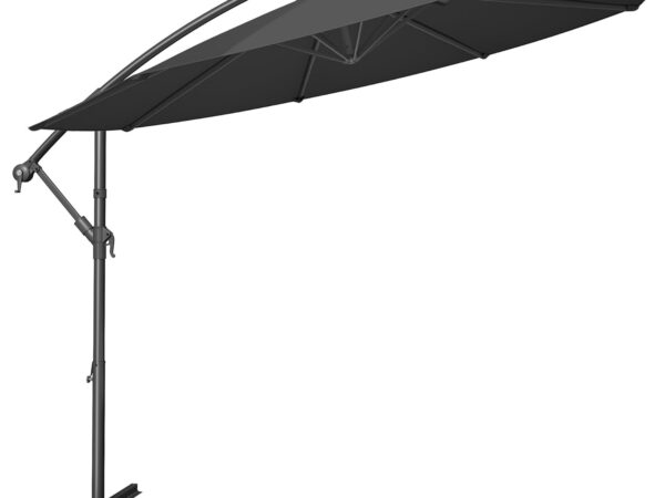 SONGMICS Sonnenschirm, Ampelschirm 300 cm d, mit Ständer, Sonnenschutz Balkon, Balkonschirm, UV-Schutz UPF 50+, mit Kurbel zum Öffnen und Schließen, für Terrasse, Garten, grau GPU116G01