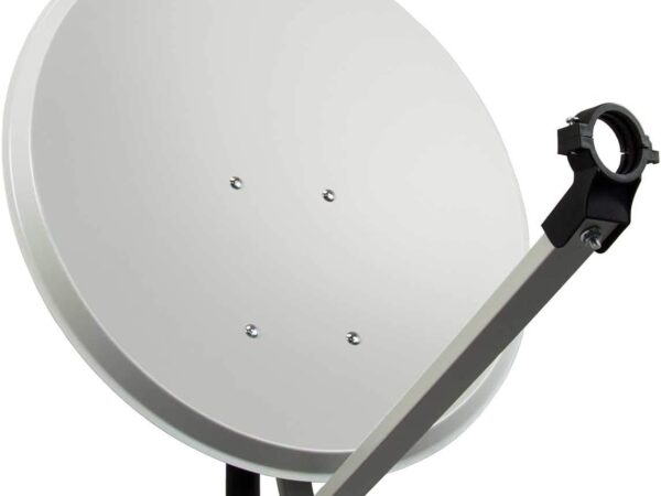 PremiumX PXS60 Satellitenschüssel 60cm Stahl Hellgrau Satellitenantenne SAT Spiegel mit LNB Tragarm und Masthalterung