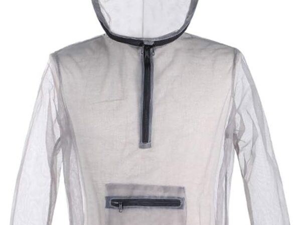Mesh Schutzkleidung Outdoor Schutz Kleidung -Moskito-Jacke für Camping Wandern Angeln Gartenarbeit (Grau/XXL)