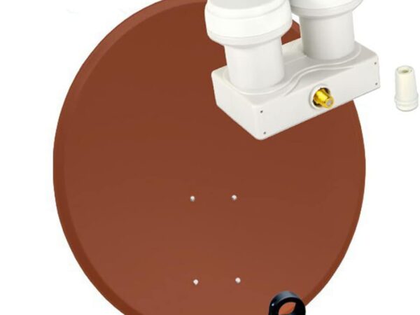 Premium X Satelliten-Komplettanlage 80cm Satellitenschüssel Rot Aluminium Single LNB Monoblock Astra Hotbird, 2 SAT für 1 Teilnehmer