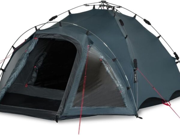 qeedo Quick Oak Campingzelt - Sekundenzelt mit innovativem Quick-Up-System, stabil & wasserdicht, ideal für Camping & Festival, Komfort-Zelt für bis zu 3 Personen, mit Vorraum & Moskitonetz aus Mesh