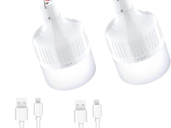 LETOUR Campingleuchte,2 Stück Camping Licht 5000 Lumen / 60W / USB aufladbar, 5 Beleuchtungsmodi, für Familientreffen / Outdoor-Veranstaltungen / Geburtstagsfeiern / Camping