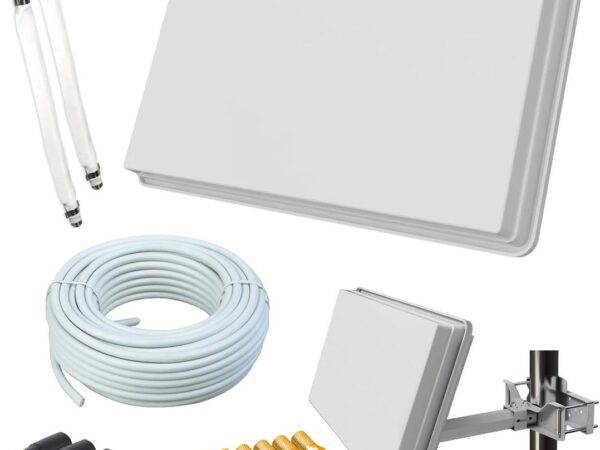 netshop 25 Selfsat H30D2+ Flachantenne Twin mit Fensterhalterung + 20m Kabel Anschluss Set (2 Fensterdurchführung + 8 F-Stecker + 4 Wetterschutztüllen)