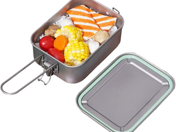 Ahuuen Titan Camping Lunchbox,Metall Lunchbox Titan,Lunchbox aus Metall | Faltbare Griffbox mit luftdichtem Deckel, versiegelte, auslaufsichere Koch-Lebensmittelbox aus Metall zum Heizen am Feuer,