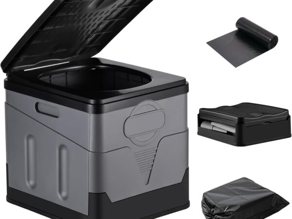 Tragbare Toilette, 11-Zoll-Toilettensitz, Faltbare Tragbare Toilette Mit Deckel, Camping-Toilette Mit Einer Tragfähigkeit Von 450Lbs, Auto-WC, Wandern, Strand, Boot-Reise-Toilette und Notfall-Gebrauch