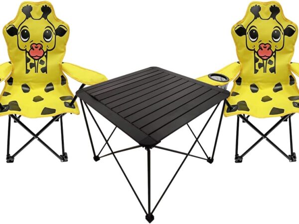 Mojawo 3er Kinder Campingmöbel Set Camping L52xB52xH46cm 1x Campingtisch + 2 Anglerstühle Textilen Outdoor mit Tasche