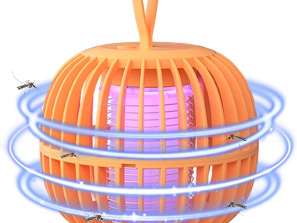 Kürbis Design Mückenlampe mit Nachtlicht – 2 in 1 Insektenabwehr & Beleuchtung, Physikalische 360° Fangtechnologie, Leise für Schlafzimmer, Babyzimmer, Camping, Tragbare Insektenlampe mit USB-Akku
