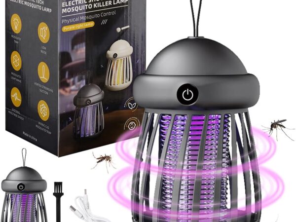 Insektenvernichter Elektrisch,Mückenfalle mit UV-Licht und LED-Beleuchtung,Mückenlampe Wiederaufladbar,Tragbare Insektenvernichter Mückenschutz,Mücken Killer für Innen-Außenbereich(Schwarz)