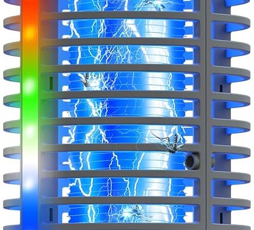 Insektenvernichter für Draußen, Elektrischer Mückenvernichter, Wiederaufladbar, mit LED-Leuchten, Fliegenfalle für den Innenbereich, für Zuhause, Hinterhof, Terrasse, Garten, Camping (Grau)