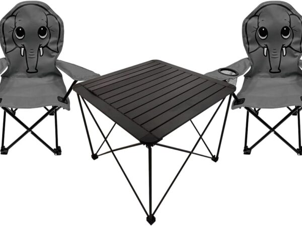 Mojawo 3er Kinder Campingmöbel Set Camping L72xB52xH46cm 1x Campingtisch + 2 Anglerstühle Textilen Outdoor mit Tasche