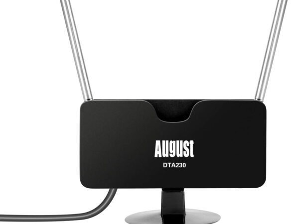 DVB-T/DVB-T2 HD Antenne-August DTA230-Mini leistungstarke Digitalantenne mit Saugnapfbefestigung Zimmerantenne für USB Sticks/Receiver/Radio/TV Geräte mit integriertem DVB-T2 H.265 Tuner, Schwarz