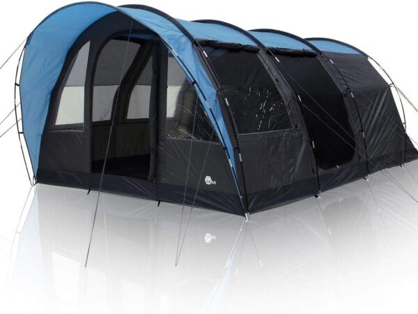 your GEAR Zelt Bora - Tunnelzelt für 4 oder 5 Personen, UV 50+ Familienzelt, dunkle Schlafkabine, großer Wohnraum und Fenster, wasserdichtes Campingzelt (5000 mm), Stehhöhe, Vordach, breite Eingänge