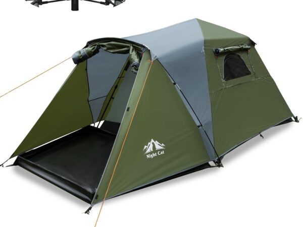Night Cat Pop Up Zelt Wasserdicht: Wurfzelt for 3 4 Personen Mann Einfache Einstellung für Camping Wandern