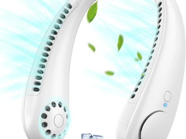 Timiyou Nackenventilator, Leise Halsventilatoren mit 360° Luftstrom, Hands Free Bladeless Fan, Tragbarer USB Hals-Ventilator, Neck Fan für Reisen, Outdoor Sport, Zuhause, Büro, Geschenk