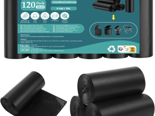 flintronic Toilettenbeutel Schwarz Set, 60/120 Stück Biologisch Abbaubare Toilettenbeutel, 30L Campingtoilette Beutel, wasserdichte Trenntoilette Zubehör für Campen, Wandern, Reisen
