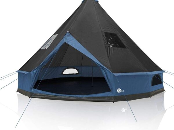 your GEAR Zelt Ravello - Tipizelt in 2 Größen für 4-8 Personen, Familienzelt mit 400 cm oder 500 cm Durchmesser, Campingzelt mit 5000 mm Wassersäule, UV 50+ Schutz, eingenähtem Boden, Insektenschutz