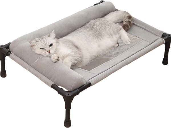 Siuwddee Outdoor Hundeliege Erhöht,45x66x17cm Stabile Haustierliege Kühlung Hundebett Mit Kissen Und Atmungsaktivem Netz, Hundeliege Outdoor Indoor Für Draußen Camping Erhöhtes Hundebett