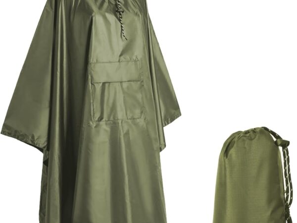 Accevo Regenjacke Regenponcho, Regencape mit Kapuze 3 in 1 Multifunktional Atmungsaktiv Regenjacke Herren & Damen, Regenmantel Wasserdichter für Regenponcho festival, Camping, Wandern, Picknick.