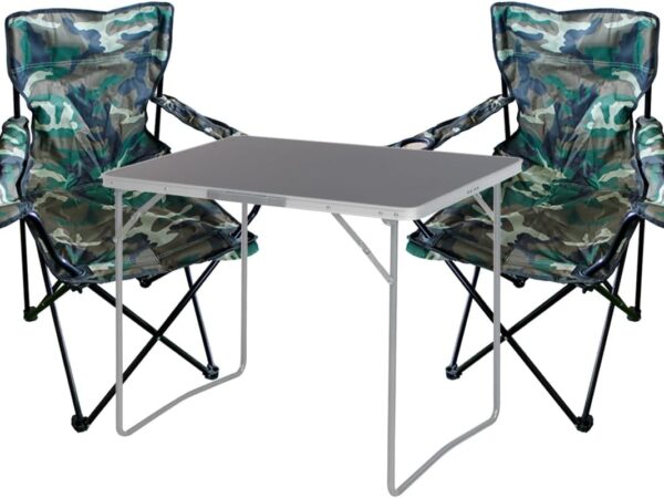 Mojawo 3tlg. Campingmöbel Set Camping Garnitur Outdoor Tragegriff Anglerstuhl Stoff Oxford Campingtisch Aluminium L80xB60xH68cm