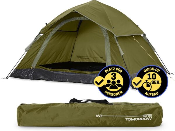Lumaland Camping Zelt | Leichtes Pop Up Wurfzelt | 2-4 Personen Kuppelzelt | Trekking & Festival Igluzelt | Sekundenzelt Wasserdicht 210x190x110cm | Ideal auch als Strand Wind- & Sonnenschutz