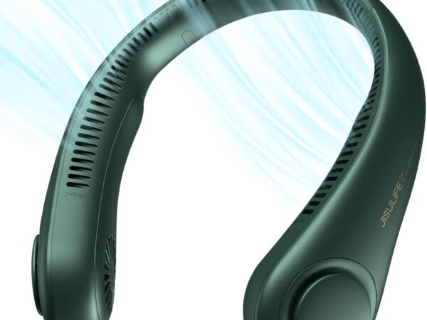 JISULIFE Tragbarer Hals-Ventilator, Hands Free Bladeless Fan, 4000 mAh Batteriebetriebener Tragbarer Persönlicher Ventilator, USB-Betriebener Schreibtisch-Ventilator (Dunkelgrün)