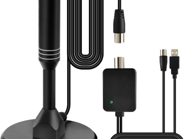 Chaowei Antennenverstärker dvb-t2 mit magnetischer Basis für Außen- und Inneneinsatz,120miles dvbt2 Antenne aktiv mit externem Verstärker,6,5feet Koaxialkabel