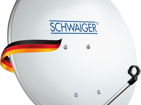 SCHWAIGER SPI440.0 Satellitenschüssel SAT-Antenne Satelliten-Anlage Offset-Antenne LNB-Tragarm Masthalterung Sat-Schüssel SAT-Anlage Stahl 42 x 42 cm hellgrau