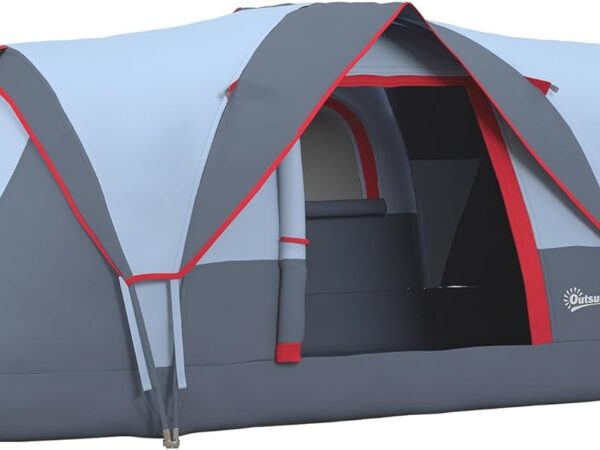 Outsunny Campingzelt für 5-6 Personen stabil wasserdicht Familienzelt mit Eingang Fenster Packtasche, Zelt mit 3000mm Wassersäule Tunnelzelt Kuppelzelt für Camping Reise Garten