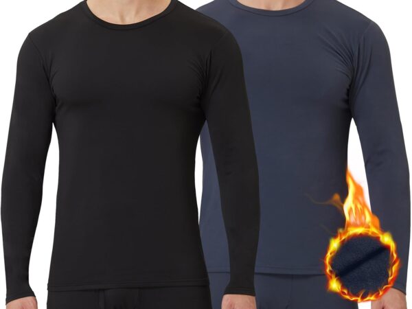 CL Convallaria 2er 3er Pack Thermounterwäsche Unterhemd Herren Thermo Oberteil Innenfleece Funktionsunterwäsche Thermoshirt Langarm