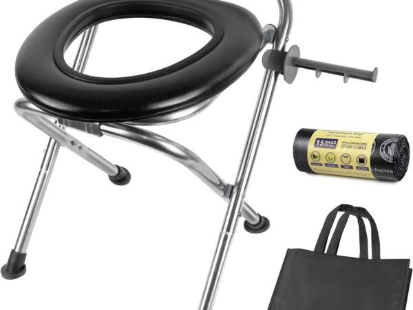 UGarden Verbesserte tragbare Toilette für Camping, Edelstahl, tragbare Toilette mit weichem Sitz, 158.8 kg Kapazität, tragbare Camping-WC, Falt-WC, tragbare Toilette für Camp, Wandern, Bootfahren