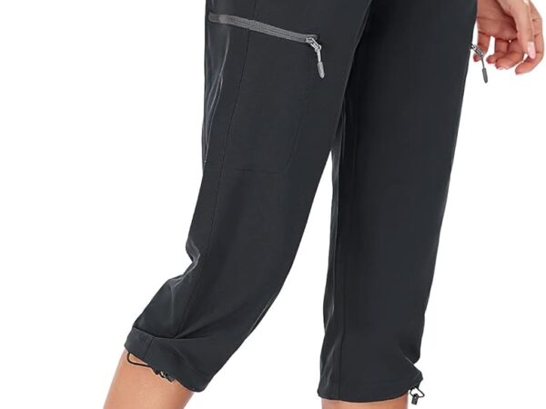 BAYGE Damen Wanderhose Sommer Leicht 3/4 Trekkinghose Outdoorhose Atmungsaktiv Schnell Trocknend Wasserdicht Winddicht Funktionshose mit reißverschlusstaschen
