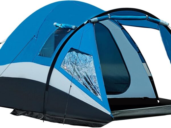 Portal Zelt 3-4 Personen Stehehöhe Camping Kuppelzelt XL mit Vorraum Seitentür&Fenster 3-4 Saison 3000mm Wasserdicht für Outdoor Festival Familie