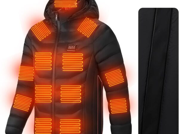 2025 Neu Beheizbare Jacke Herren Damen mit 23 Heizzone Beheizbarer Hoodie USB Elektrische Heizweste für Unisex 4 Einstellbare Wärmestufe Körperwärmer Wintermäntel für Outdoor Skifahren Angeln Camping