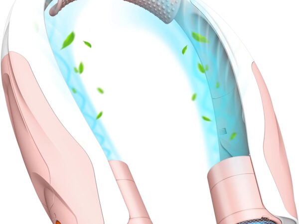 Smilfree Nackenventilator Ventilator Hals Tragbare Persönlicher: 6000 mAh Halsventilatoren Aufladbar Nacken Ventilator Halsventilator leise für Camping, Reisen, Büro (Rosa und Weiß)
