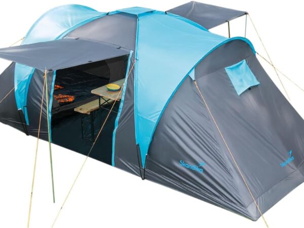 Skandika Kuppelzelt Hammerfest 4/4+ | Camping Zelt 4 Personen mit/ohne eingenähtem Zeltboden, mit/ohne Sleeper Technologie, 2 Kabinen, 2 m Stehhöhe, wasserdicht, 3000 mm Wassersäule | Campingzelt