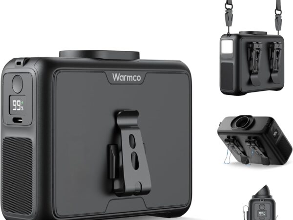 Warmco Taillenclip-Ventilator – 20000mAh Akku 4-Gang Gürtel- und Clip-Ventilator, Persönlicher Halslüfter mit 48 Stunden Kühlung, LED-Taschenlampe & Powerbank für Outdoor, Camping, Baustelle