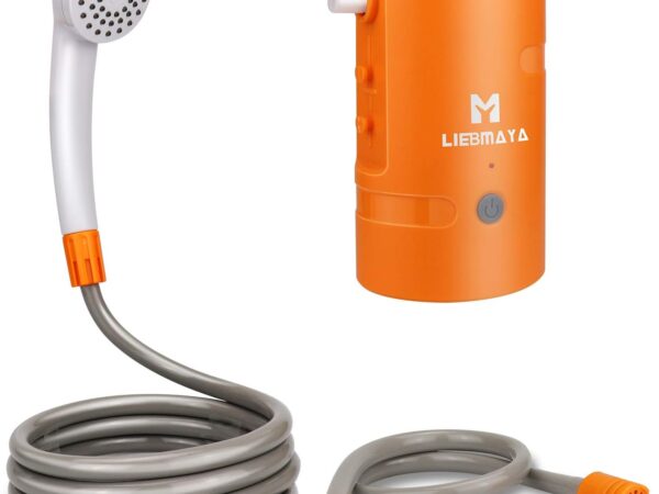 LIEBMAYA 12V Tragbare Außendusche, Outdoor Dusche, Campingdusche eingebauter 4400mAh Batterien Angetriebene Duschpumpe Wasserpumpe für Camping, Wandern, Reisen, Garten, Strand, IPX7 wasserdicht