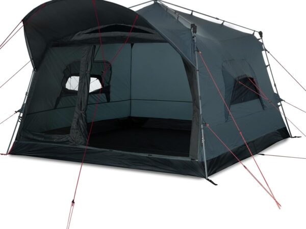 qeedo Quick Villa Familienzelt (für 4 oder 5 Personen) mit Quick-Up Schnellaufbau-System - Wasserdichtes Campingzelt, extra groß, hoch & geräumig, mit Vordach, Eingang & Fenster mit Mesh-Moskitonetz