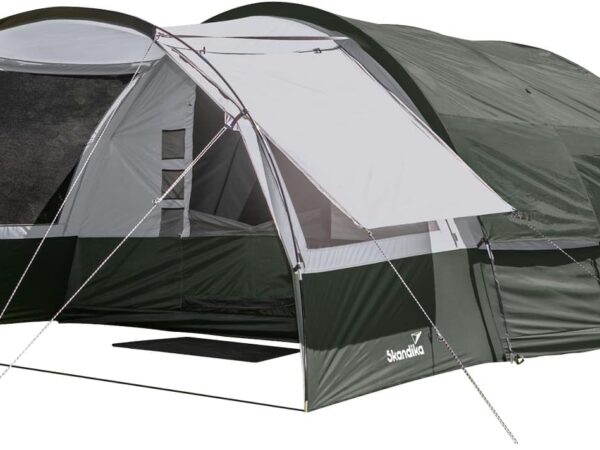 Skandika Tunnelzelt Indal 5 | Camping Zelt für 5 Personen, Panoramadach, mit Vordach, mit eingenähtem Zeltboden, 3000 mm Wassersäule, Moskitonetz | Familienzelt, Campingzelt, Outdoor