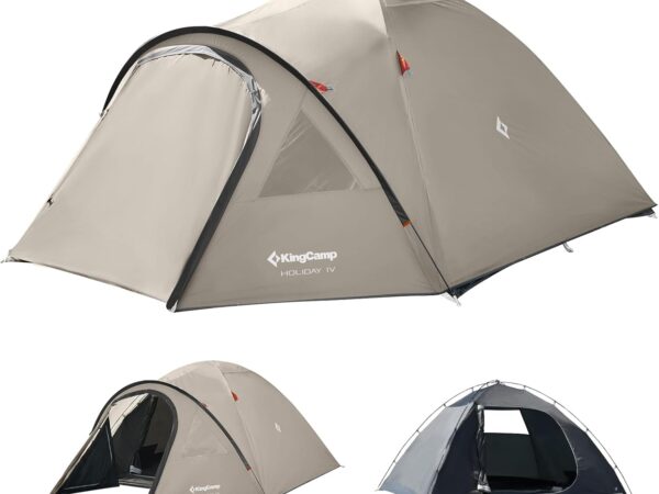KingCamp Camping Zelt für 4 Personen Geräumig Trekkingzelt PU3000mm Wasserdichtes Kuppelzelt 4 Jahreszeiten Ultraleicht Zelte für Camping, Trekking und Outdoor-Aktivitäten