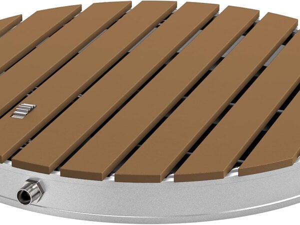 VANCHEMO Gartendusche WPC Bodendusche Außendusche, Mobile Campingdusche mit rutschfeste Standfläche, für Camping Garten Pool Dusche, Holzoptik, Rund