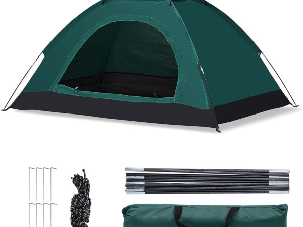 CLIPOP Pop Up Tent Waterproof Lightweight Single-Layer Spring Camping Tent for 3-4 People, Easy Set Up - for Beach, Hiking, Festival, Outdoor Use